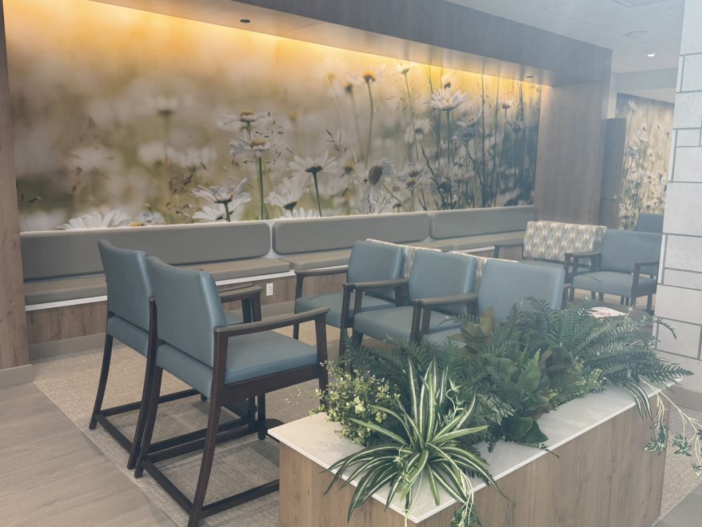 A waiting area at Lafayette Hospital + Clinics